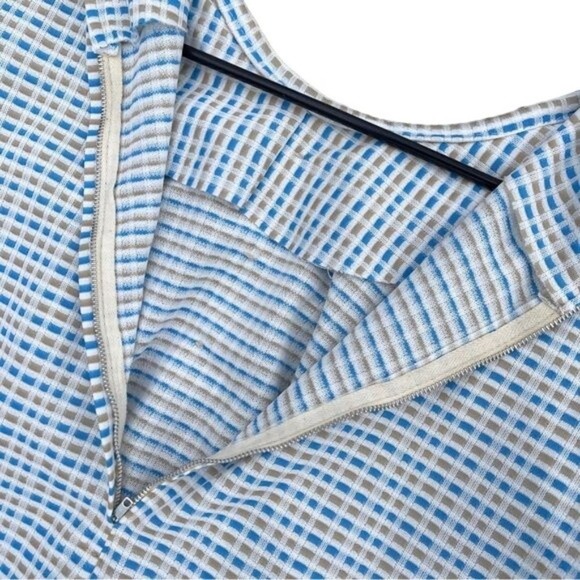 Vintage 60s Shift Dress Short Sleeves Handmade Back Zip White Squares Sz Large - Picture 5 of 12